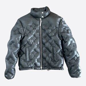 Louis Vuitton Black Embossed Monogram Leather Women's Puffer Jacket